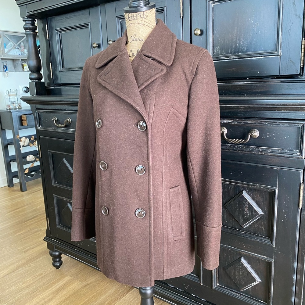 Classic Double-breasted Wool Coat Chocolate Brown M